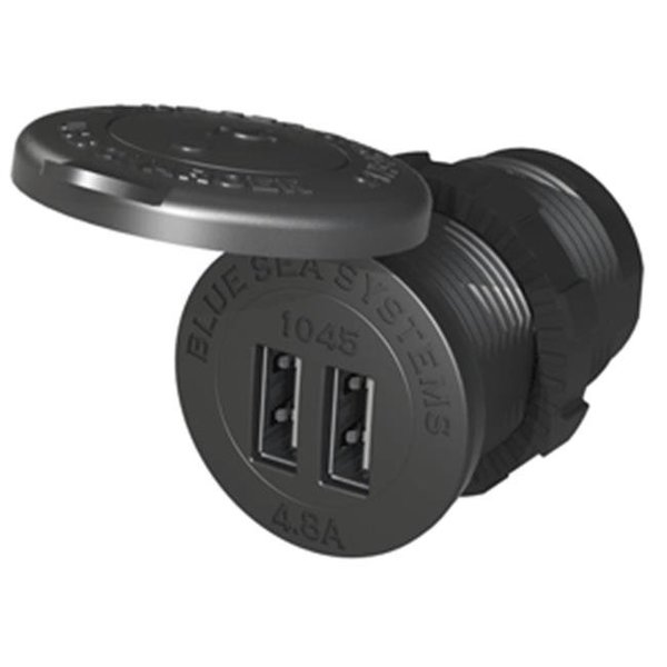 Blue Sea Systems Blue Sea Systems 1045 12-24V Dual Socket Mount USB Charger; 1.12 in. 1045